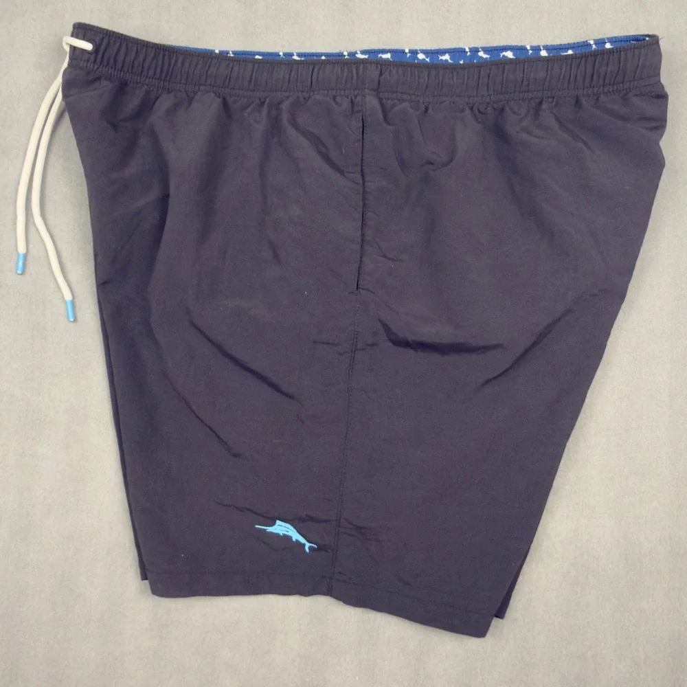 Tommy Bahama Mens Swim Trunks Black Cargo Pocket Mesh Lined XXL